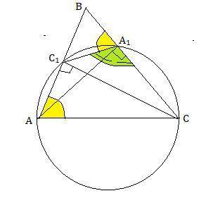 В остроугольном треугольнике АВС проведены высоты АА1 и СС1. Докажите, что углы С1А1В и САВ равны.