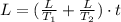 L = (\frac{L}{T_1} +\frac{L}{T_2})\cdot t