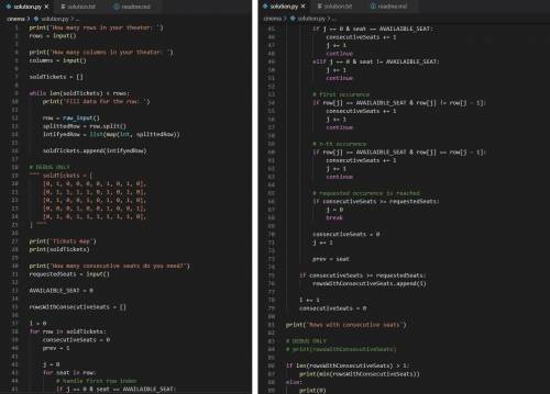 Python 3 В кинотеатре n рядов по m мест в каждом. В двумерном массиве хранится информация о проданны