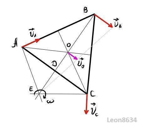 1)Равносторонний треугольник ABC, вырезанный из ровного листа жести, скользит по ровной поверхности.