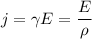 \displaystyle j=\gamma E=\frac{E}{\rho}