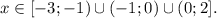 x\in[-3;-1)\cup(-1;0)\cup(0;2].