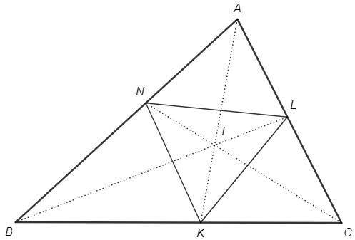Пусть AK, BL, CN – биссектрисы треугольника ABC, I – точка их пересечения. Известно,что отношения пл