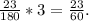 \frac{23}{180}*3=\frac{23}{60}.