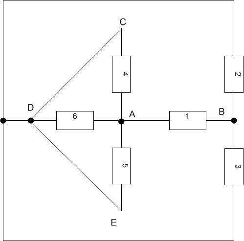 В электрической цепи все сопротивления равны R. Определить сопротивление цепи между точками A и B