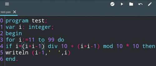 Создайте программу на Pascal ABC! Два последовательных двузначных числа сложили и в их сумме переста