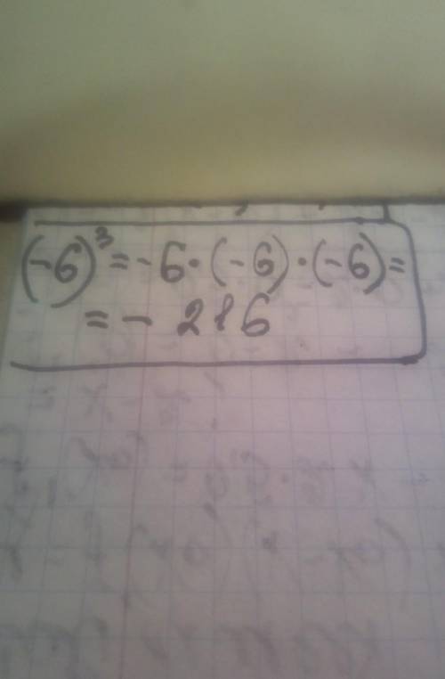 алгебра 7 кл вычислить (-6) вкубе