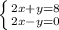 \left \{ {{2x+y=8} \atop {2x-y=0}} \right.