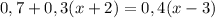 0,7+0,3(x+2)=0,4(x-3)