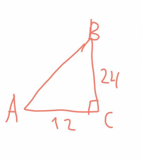 В треугольнике ABC известно что угол c равен 90 градусов АС равно 12 см BC равно 24 см чему равен та