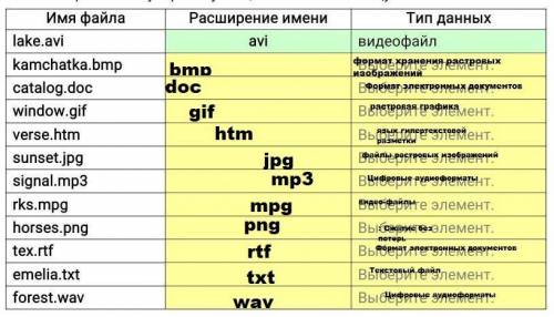 заполнить табличку по информатике​