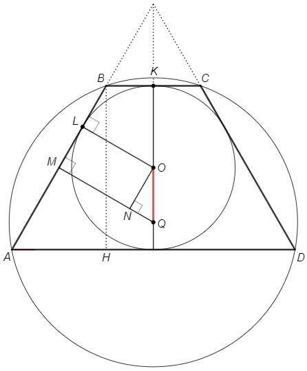 Дана трапеция основание которой равны а и 3а, боковые стороны 2а. Определите расстояние между центра