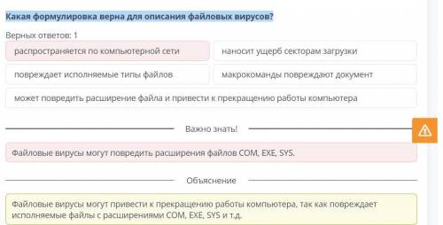 Какая формулировка верна для описания файловых вирусов?