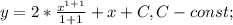 y=2*\frac{x^{1+1}}{1+1}+x+C, C-const;