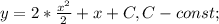 y=2*\frac{x^{2}}{2}+x+C, C-const;