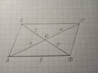 Сторона AD параллелограмма ABCD равна 9 см, а его диагонали равны 14 см и 10 см. Точка O является то
