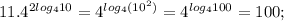 11. 4^{2log_{4}10}=4^{log_{4}(10^{2})}=4^{log_{4}100}=100;
