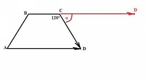 Дана равнобедренная трапеция ABCD тупой угол который равен 120 градусов Найдите угол между векторами