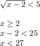\sqrt{x-2}