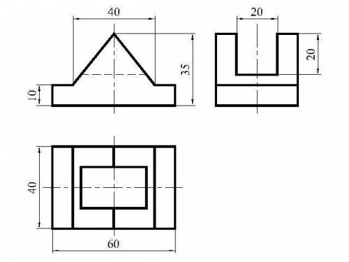 Вычертить в трех видах изображение геометрического тела и построить его в изометрии.