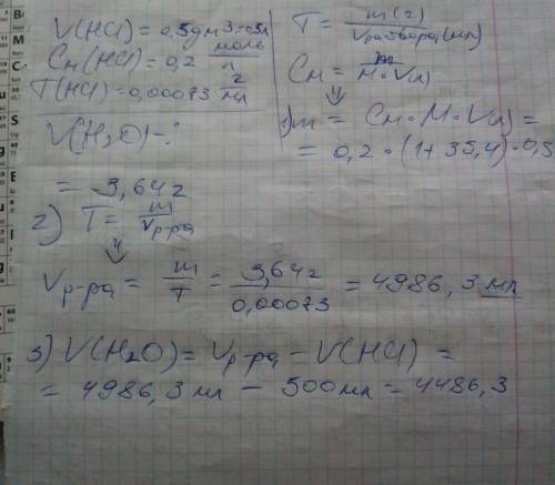 Подробное решение Какой объем воды следует добавить к 0,5 дм^3 0,2М раствора HCl, чтобы получить рас