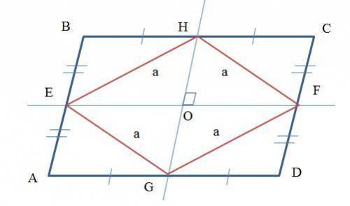 Середины сторон параллелограмма образуют ромб. Докажите что параллелограмм прямоугольник​