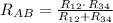 R_{AB}=\frac{R_{12}\cdot \,R_{34}}{R_{12}+R_{34}}