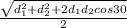 \frac{ \sqrt{d_{1}^{2}+d_{2}^{2} +2d_{1}d_{2}cos30 }}{2}