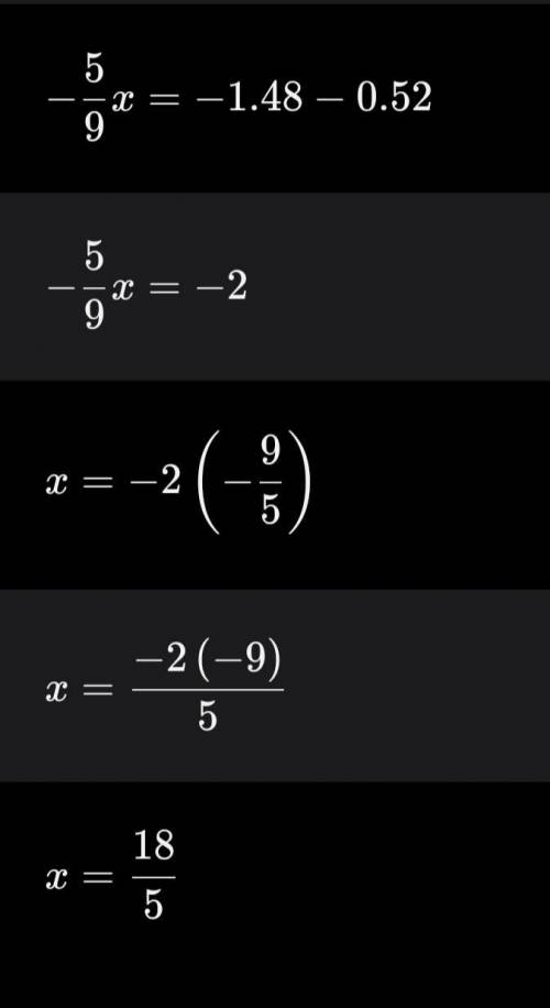 Найдите х быстро (1,3+5/9x)*0,4=7/9*x-1,48