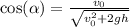 \cos(\alpha) = \frac{v_0}{\sqrt{v_0^2 + 2gh}}