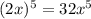 (2x)^{5}=32x^{5}