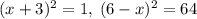 (x+3)^2=1,\;(6-x)^2=64