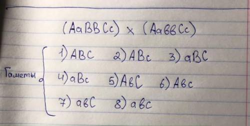 Укажите гаметы организмов со следующими генотипами: ВВСсАа, АаввСс