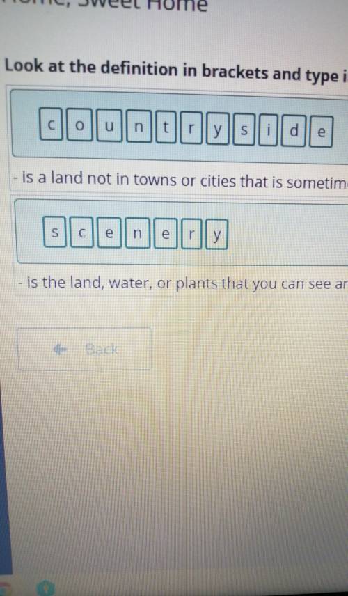 Look at the definition in brackets and type in a word.  ruoeysctdni- is a land not in towns or citie