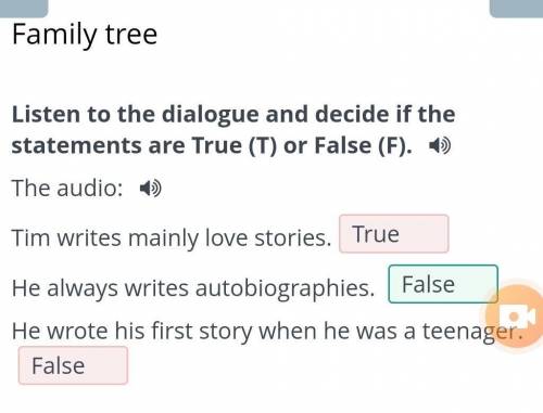 Listen to the dialogue and decide if the statements are True (T) or False (F). The audio: Tim writes