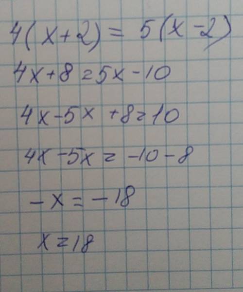 Pucunu4 (x + 2) = 5 (x-2)