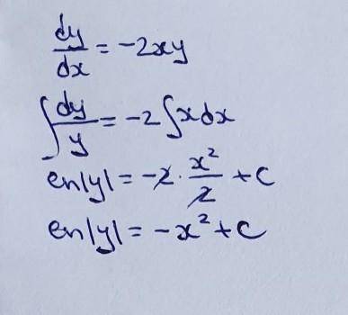 ￼найдите общее решение дифференциального уравнения первого порядка y’=-2xy