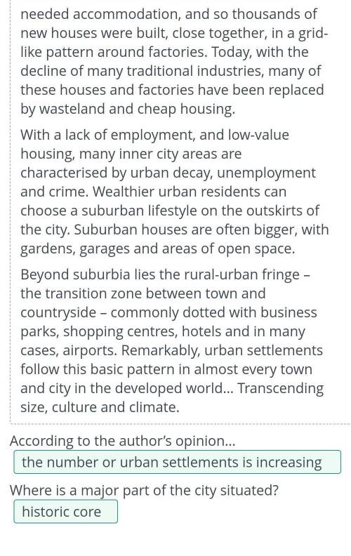City or countryside? Read the text. Read the questions and choose the suitable option. According to
