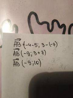 Знайти кординаты верктора AB якщо A(5;-7) B(-4;3)