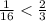 \frac{1}{16} < \frac{2}{3}