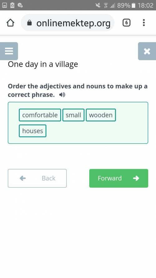 Order the adjectives and nouns to make up a correct phrase. housessmallwoodencomfortableBackCheck​