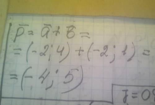 Дано вектори a(-2;-4) і b(-2;1). Знайдіть координати вектора р=a+b.