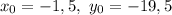 x_0 = -1,5,\ y_0 = -19,5