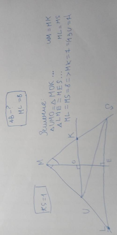 Через вершины U и S треугольника UMS проведены прямые, перпендикулярные биссектрисе угла UMS, пересе
