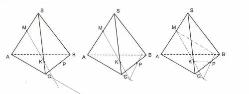 S - вершина пирамиды построить сечение пирамиды плоскостью проходящей через точки M, P и