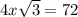 4x\sqrt{3} = 72