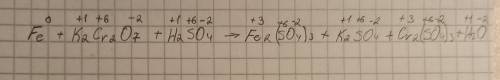 4. Процесс ОВР представлен уравнением: Fe + K 2Cr 2O 7 + H 2SO 4 → Fe 2(SO 4) 3 + K 2SO 4 + Cr 2(SO