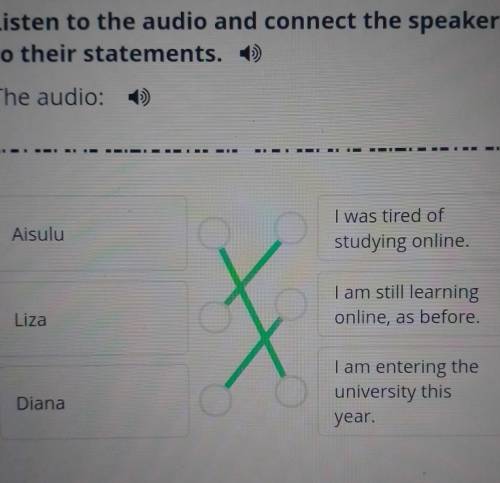 Listen to the audio and connect the speakers to their statements.The audio:AisuluI was tired of stud