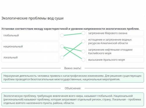 Установи соответствие между характеристикой и уровнем напряженности экологических проблем. І. І. П.1