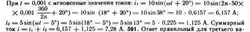 Мгновенные значения двух переменных токов заданы уравнениями i1 = 10Sin(ωt + 20°),i2 = 5Sin(ωt - 5°)